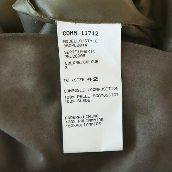 Eleventy Italian 100% Suede Leather Dress 3/4 Sleeve Zipper Trim Mini Size 42 - Picture 7 of 7